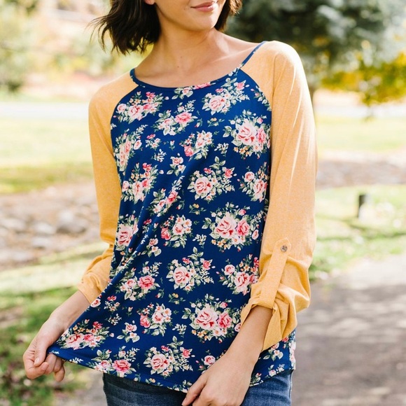 Dash of Pink Tops - Raglan Floral Long Sleeved Top